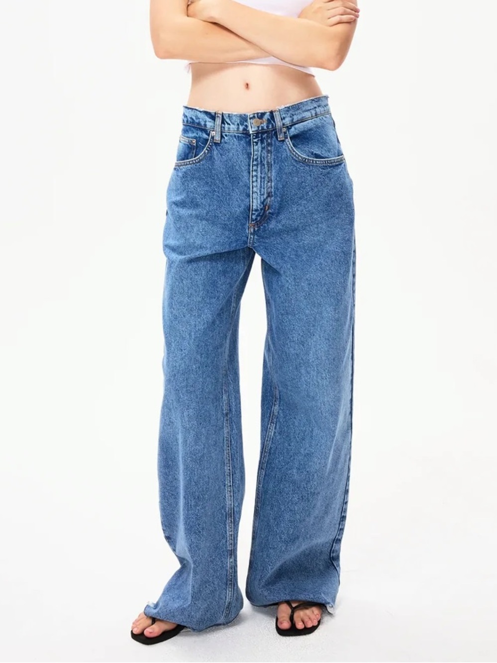 KHY Classic Low Rise Denim Light Raw Hem l! Size 24 Oversized NWT $168